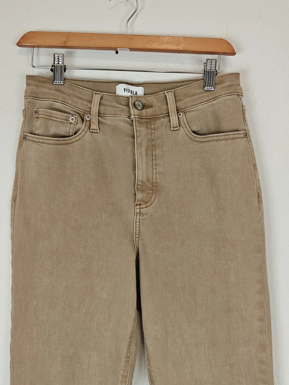 Pistola “Lennon” Mink Snow Cropped Jeans – Neutral Chic High Rise Denim Size 28 - Picture 9 of 16